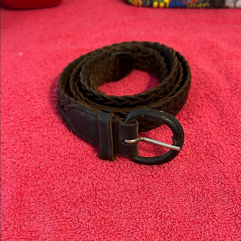Brown Braided Leather Belt